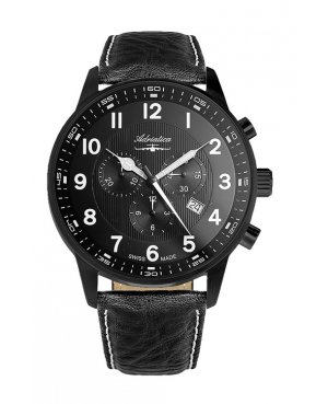Švýcarské Pánské hodinky, Adriatica, A1076.B224CHXL, Barva pouzdra: černá, pásek, chronografní