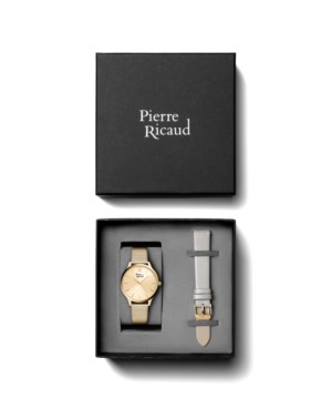 Zegarek damski, Pierre Ricaud, P22045.1161Q - SET, Kolor koperty: żółte złoto, pasek, kwarcowy