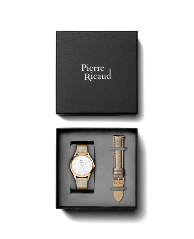 Zegarek damski, Pierre Ricaud, P22000.1113Q- SET, Kolor koperty: żółte złoto, pasek, kwarcowy